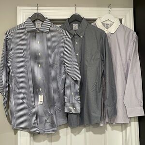 NEW Brooks Brothers Regent Dress Shirt, Non-Iron Stripe - Blue - 16